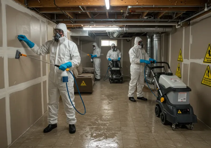 Basement Moisture Removal and Structural Drying process in Spanish Fort, AL